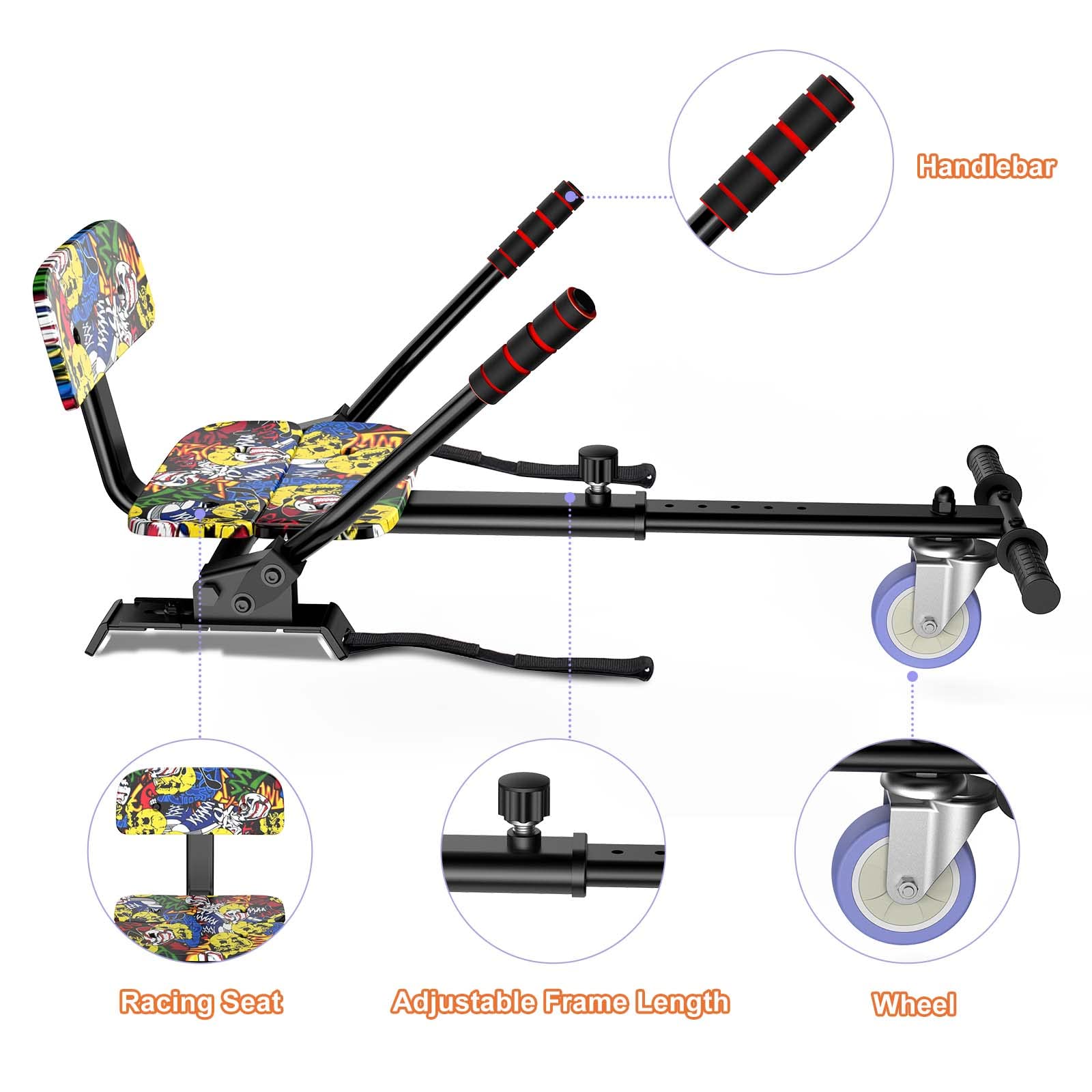 TST K2 Colorful Hoverboard Kart Seat Attachment