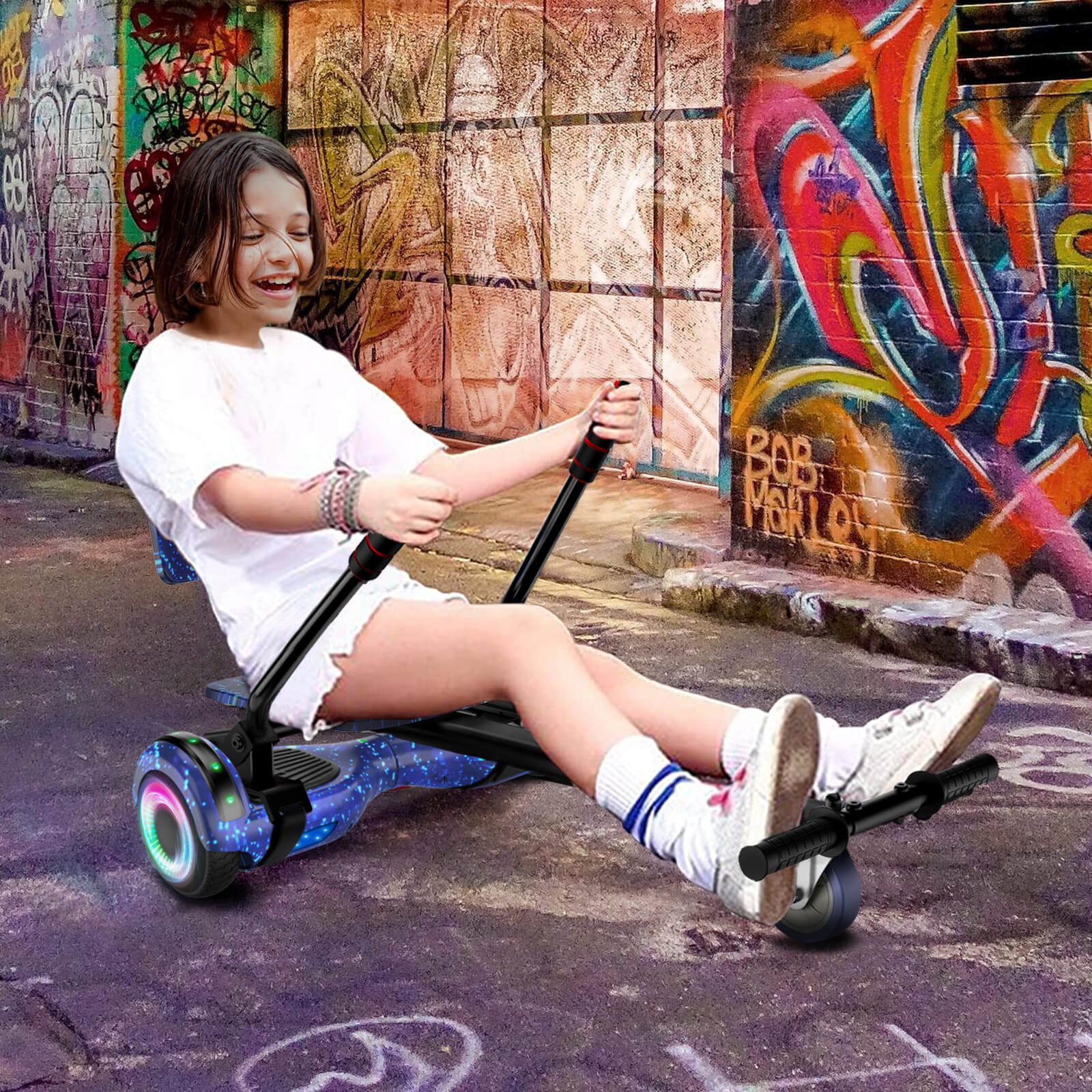 TST A02C Colorful Hoverboard with Kart 2 Group